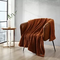 Faux Fur Solid Microfiber Throw Blanket