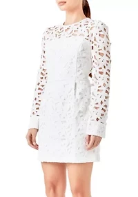 Eyelet Structured Mini Dress