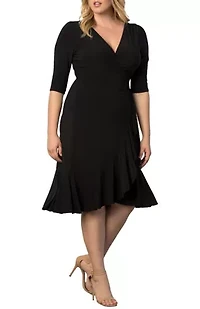 Women's Plus Whimsy Ruffled Midi Wrap Dress