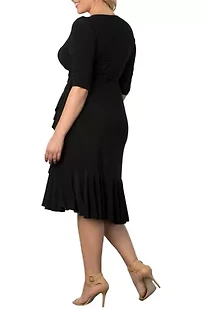 Women's Plus Whimsy Ruffled Midi Wrap Dress