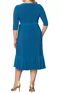 Women's Plus Whimsy Ruffled Midi Wrap Dress