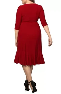 Women's Plus Whimsy Ruffled Midi Wrap Dress