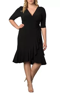 Women's Plus Whimsy Ruffled Midi Wrap Dress
