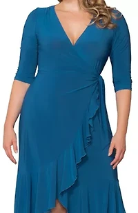 Women's Plus Whimsy Ruffled Midi Wrap Dress