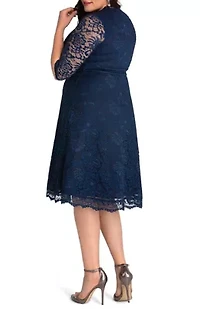 Women's Plus Mademoiselle Lace Cocktail Dress with Sleeves