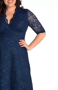 Women's Plus Mademoiselle Lace Cocktail Dress with Sleeves