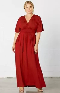 Women's Plus Indie Flair Maxi Dress with Kimono Sleeves