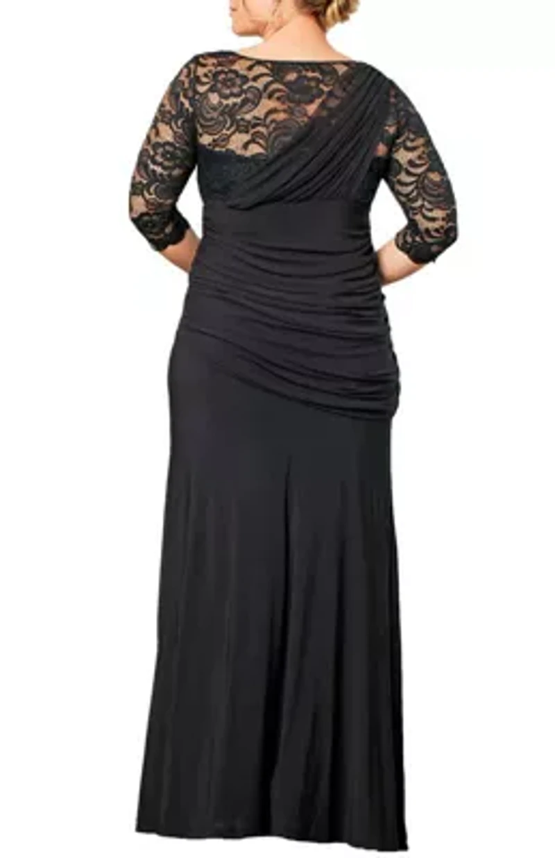 Women's Plus Soiree Draped Evening Gown