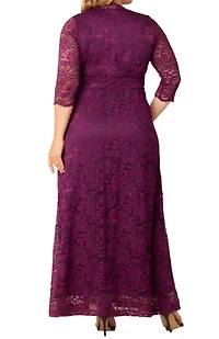 Women's Plus Maria Lace Evening Gown with Pockets