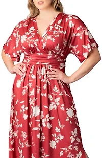 Women's Plus Vienna Kimono Sleeve Long Maxi Dress
