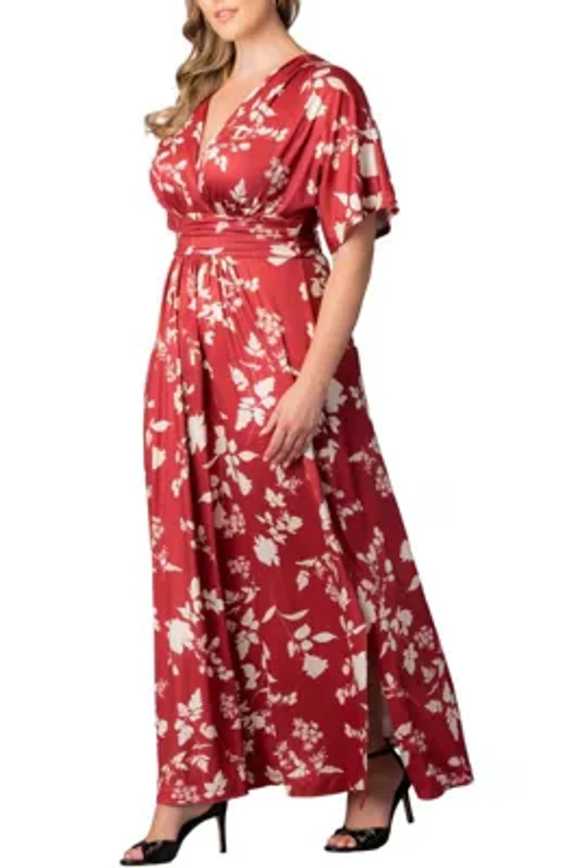 Women's Plus Vienna Kimono Sleeve Long Maxi Dress