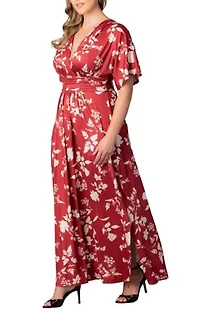 Women's Plus Vienna Kimono Sleeve Long Maxi Dress