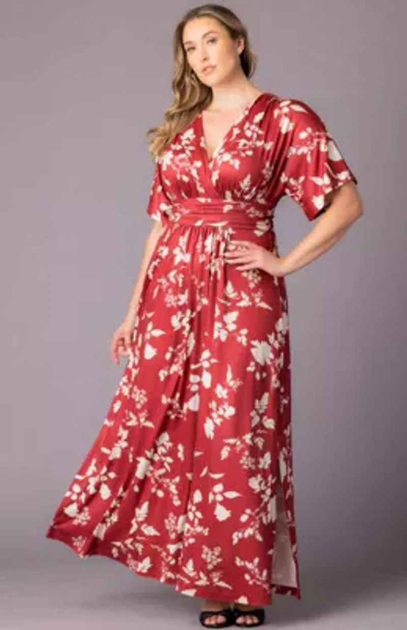 Women's Plus Vienna Kimono Sleeve Long Maxi Dress