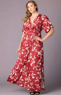 Women's Plus Vienna Kimono Sleeve Long Maxi Dress