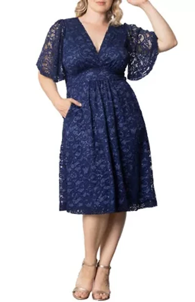 Women's Plus Starry Sequin Lace Cocktail Dress