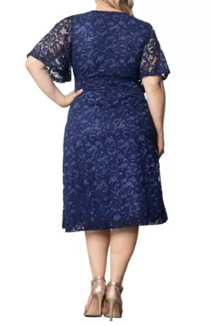 Women's Plus Starry Sequin Lace Cocktail Dress
