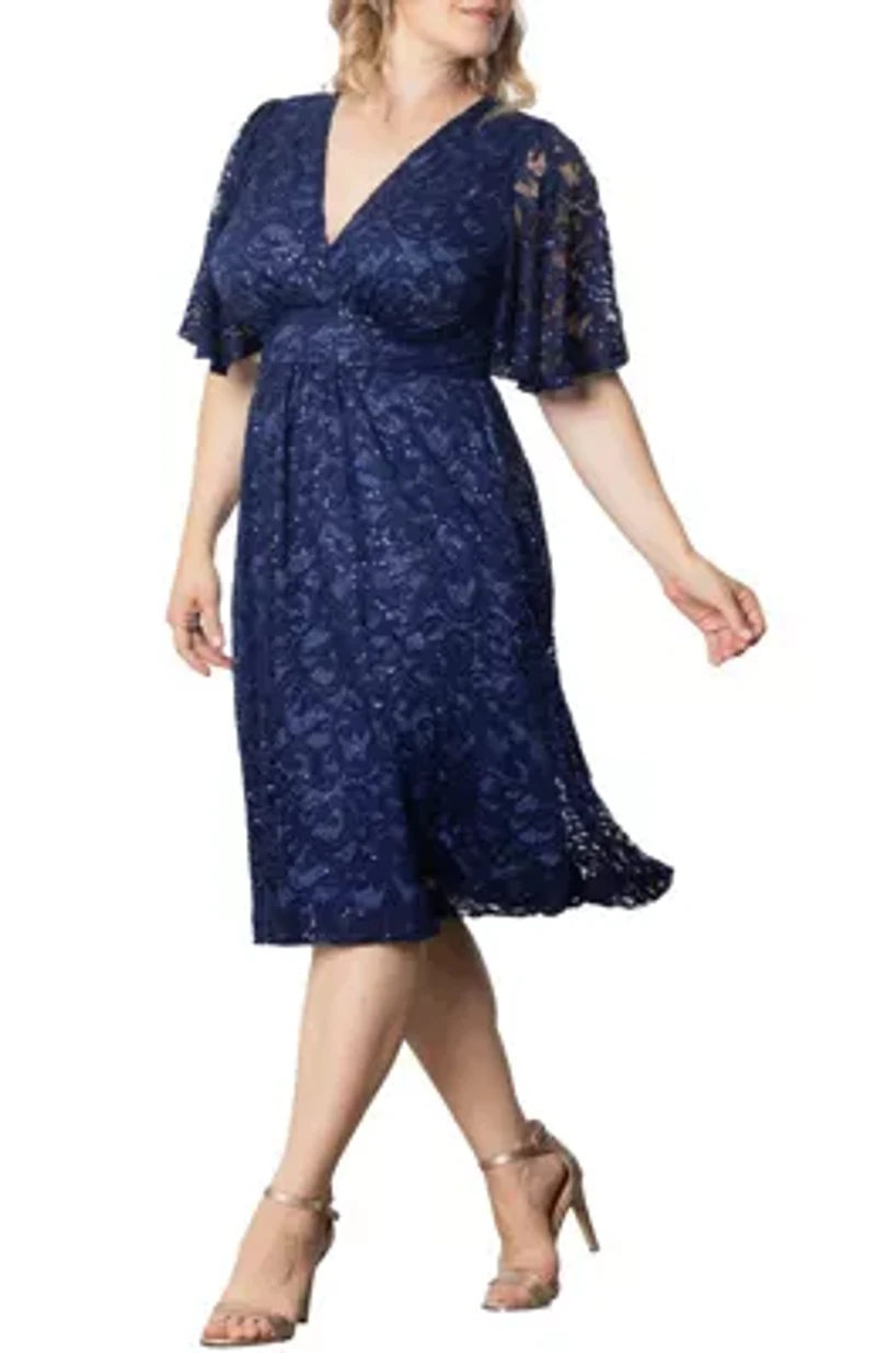 Women's Plus Starry Sequin Lace Cocktail Dress