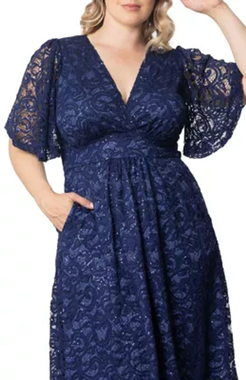 Women's Plus Starry Sequin Lace Cocktail Dress