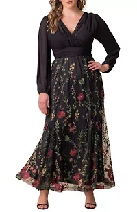 Women's Plus Isabella Embroidered Mesh Gown