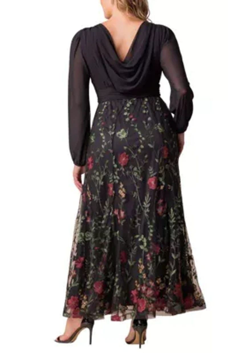 Women's Plus Isabella Embroidered Mesh Gown