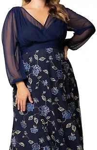 Women's Plus Isabella Embroidered Mesh Gown