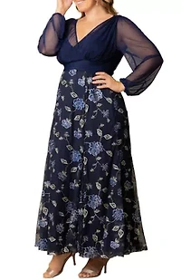 Women's Plus Isabella Embroidered Mesh Gown