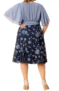 Women's Plus Lillian Embroidered Mesh Midi Cocktail Dress