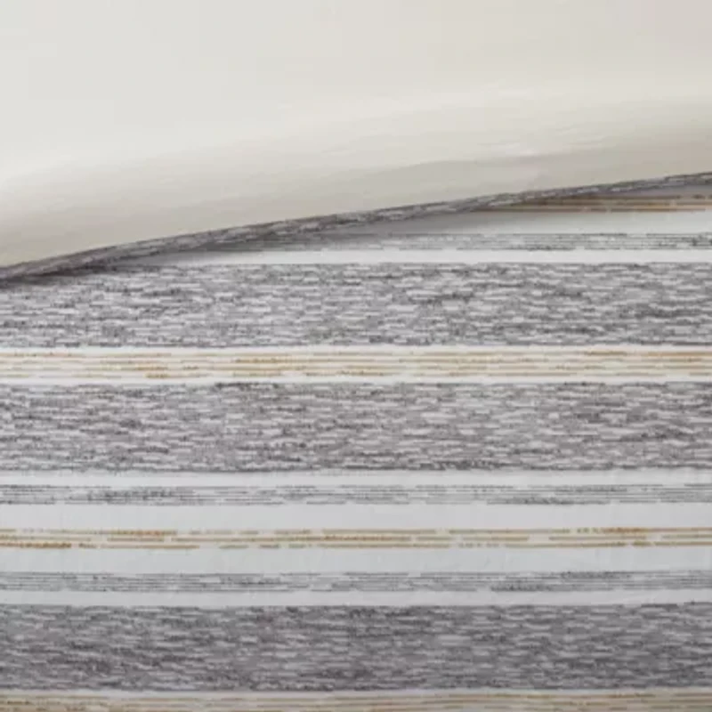 Oasis Oversized Chenille Jacquard Striped Comforter Set with Euro Shams and Throw Pillows