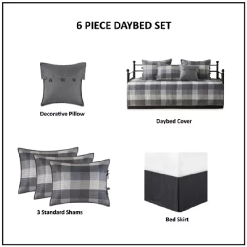 Ridge 6 Piece Reversible Plaid Daybed Cover Set