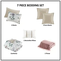 Zennia 7 Piece Printed Seersucker Comforter Set with Throw Blanket