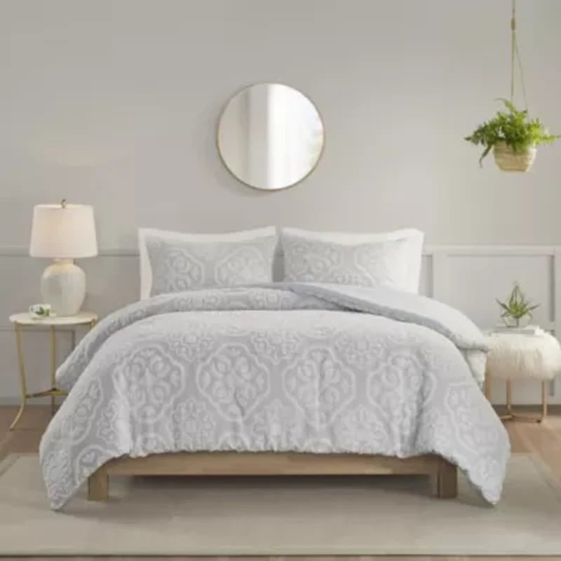 Everly 3 Piece Tufted Woven Medallion Duvet Cover Set