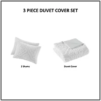 Everly 3 Piece Tufted Woven Medallion Duvet Cover Set