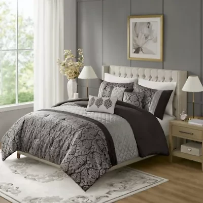 Lily 6 Piece Jacquard Comforter Set with Throw Pillows