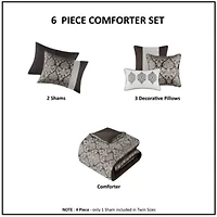 Lily 6 Piece Jacquard Comforter Set with Throw Pillows