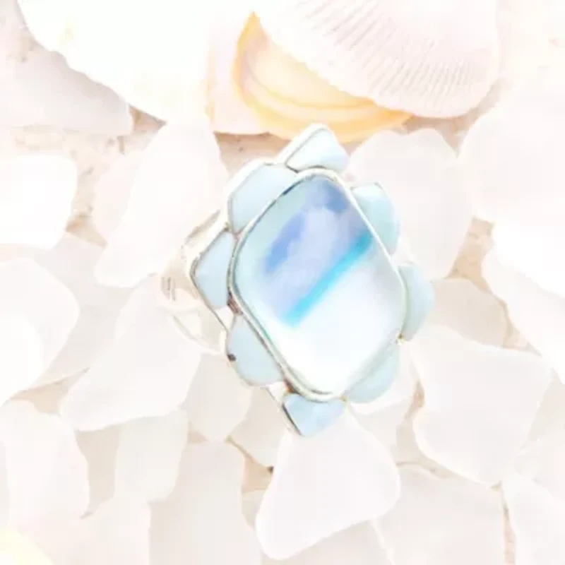 Scenic Beach Blue Larimar and Sterling Silver Ring