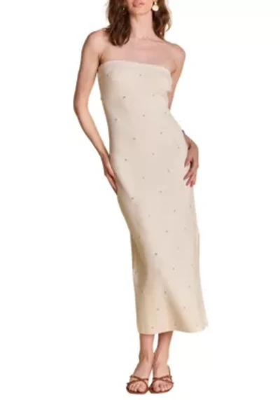 Embellished Strapless Knit Midi Dress