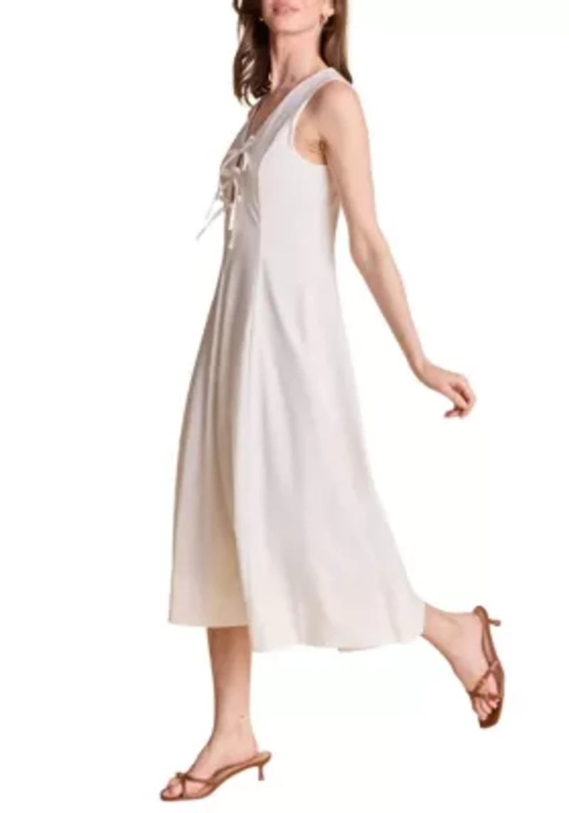 Front Bow Tie Midi Dress