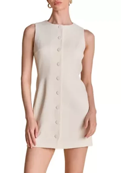 Blend Round Neck Buttoned Mini Dress