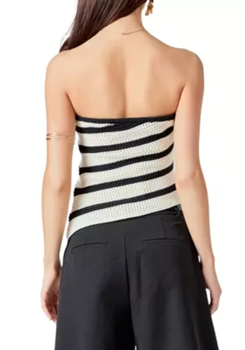 Strapless Striped Knit Top