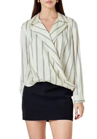 Striped Wrap Blouse