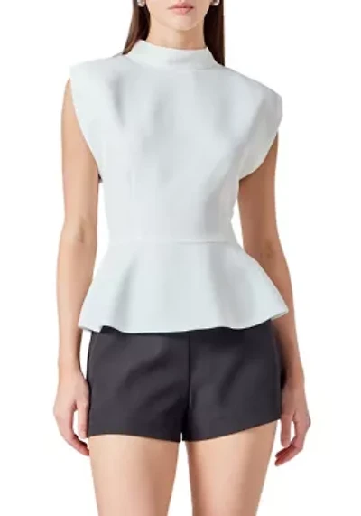 Mock Neck Sleeveless Peplum Top