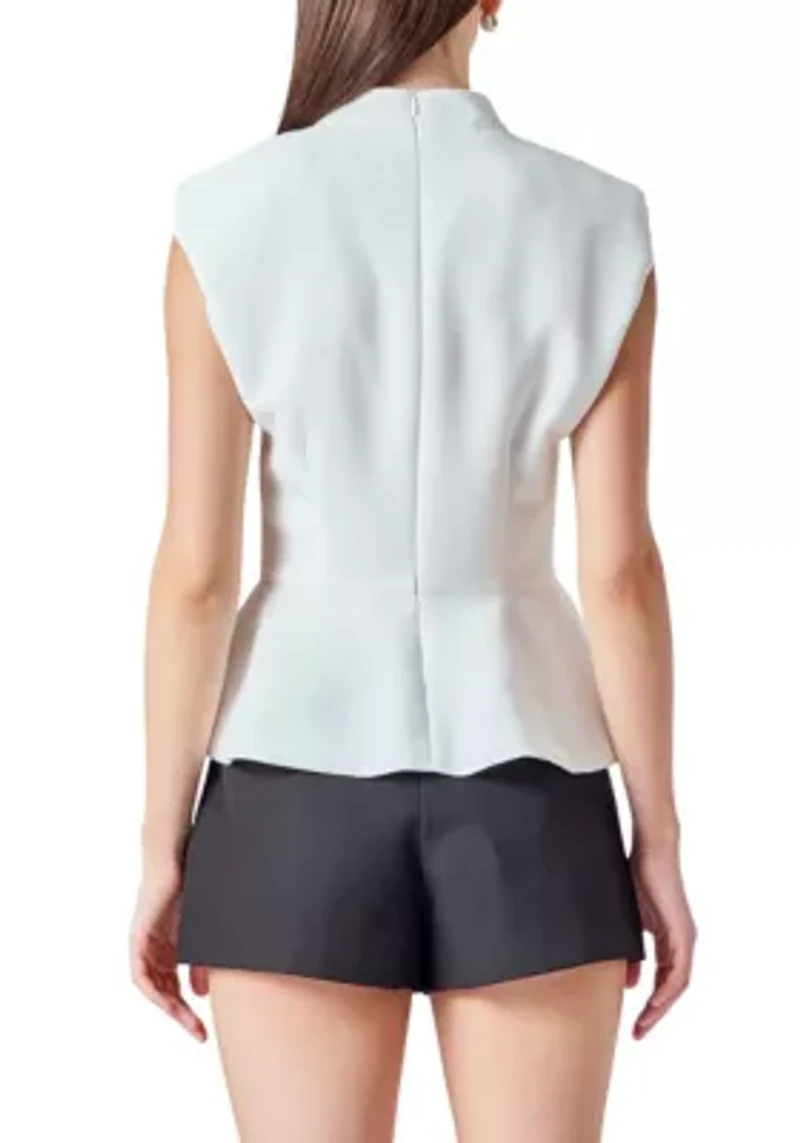 Mock Neck Sleeveless Peplum Top