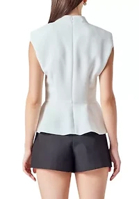 Mock Neck Sleeveless Peplum Top
