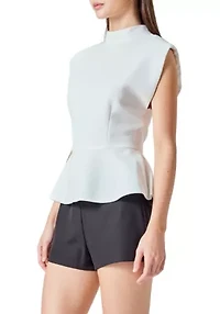 Mock Neck Sleeveless Peplum Top