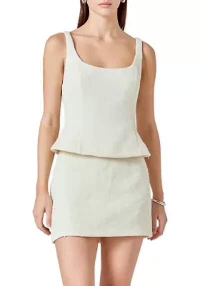 Tweed Skinny Strap Tank Top