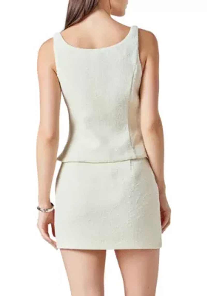 Tweed Skinny Strap Tank Top
