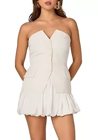 Linen Button Up Tube Top