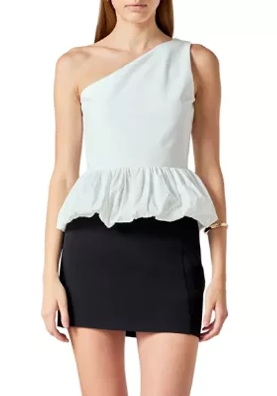 Cotton Blouson Mixed Media Top