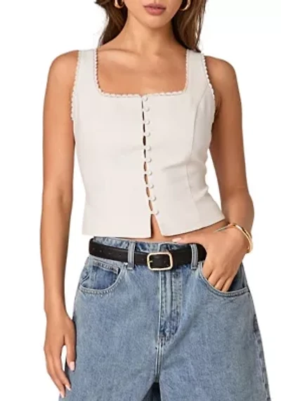 Lace Trim Linen Top