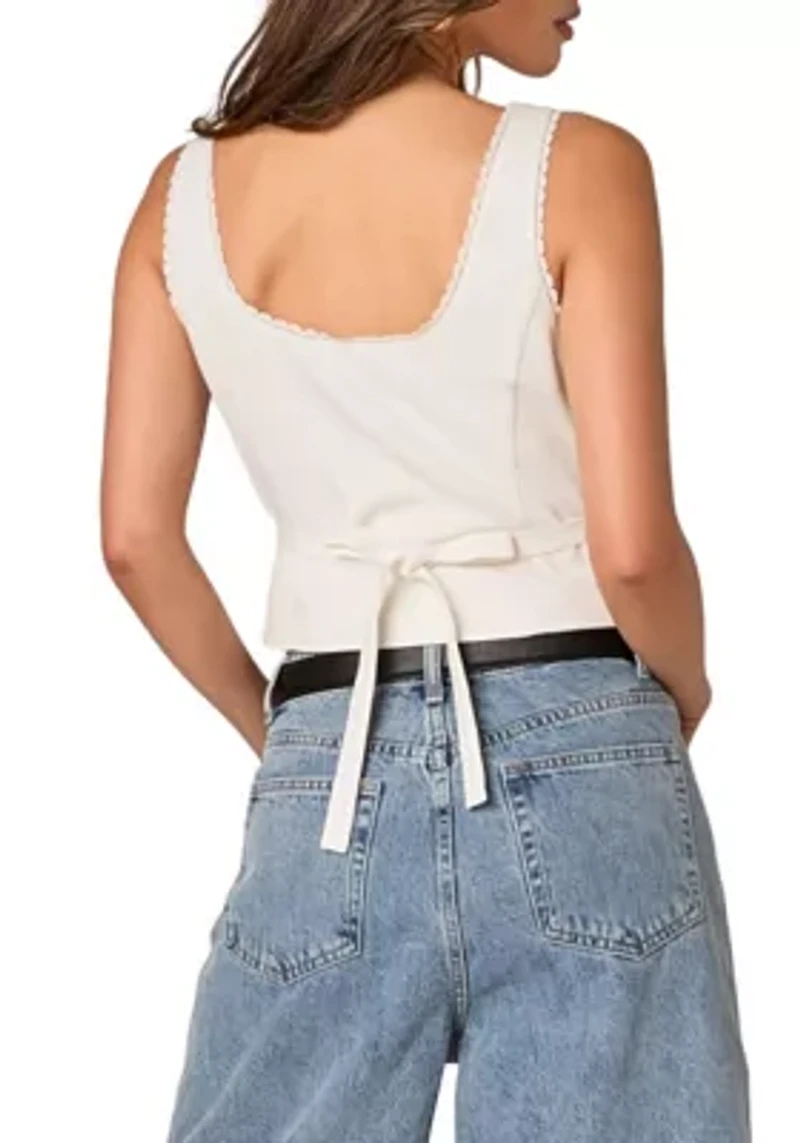 Lace Trim Linen Top